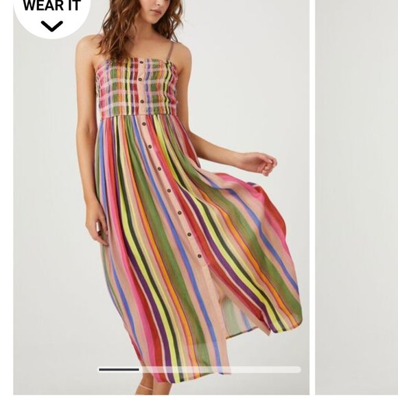 Striped Button-Front Maxi Dress - Picture 1 of 4